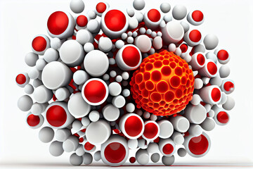 Poster - beautiful abstract illustration of human red and white blood cells isolated on white background, Generative AI technology.