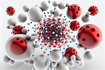Poster - beautiful abstract illustration of human red and white blood cells isolated on white background, Generative AI technology.