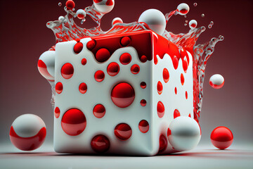 Poster - beautiful abstract  of human red and white blood cells isolated on white background Generative AI technology.