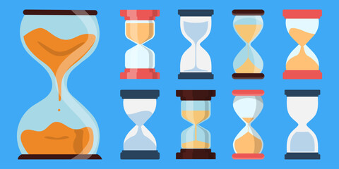 Poster - Set of hourglass icon in a flat design