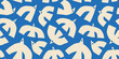 © Dedraw Studio - Abstract bird animal shape seamless pattern. Contemporary art flat cartoon background, simple birds flying in bright blue sky colors.