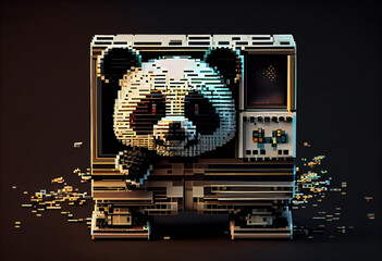 Poster - Retro computer graphics and pixel art featuring. Generative AI technology