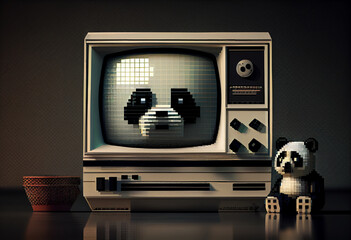 Poster - Retro computer graphics and pixel art featuring. Generative AI technology