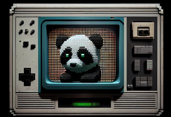 Poster - Retro computer graphics and pixel art featuring. Generative AI technology