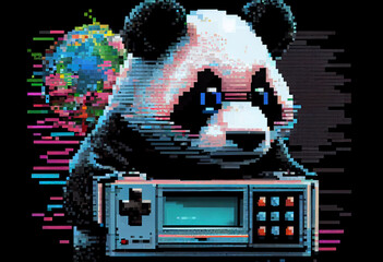 Poster - Retro computer graphics and pixel art featuring. Generative AI technology