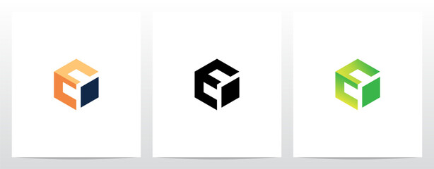 Wall Mural - Alphabet On Block Cube Letter Logo Design E
