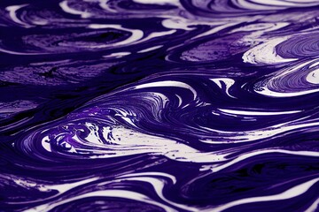 Abstract wavy background glitter luxury violet liquid silky marbled texture. Sparkling fluid pattern glitter ink flow with purple curvy wave and amazing swirling shapes., created with generative ai