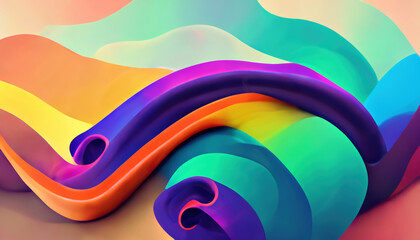 Digital background. Graphic painting. Colorful pattern. Bright illustration with rainbow twisted shapes swirl in motion composition art.