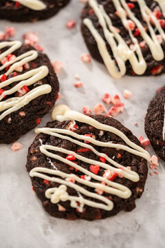 Wall Mural - Chocolate cookies with peppermint chips