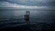 illustration d'une chaise posée au milieu de l'eau pour symboliser la solitude - generative ai