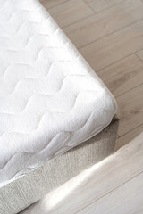 Wall Mural - hypoallergenic foam mattress on bed indoors, closeup