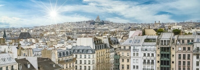 Canvas Print - Paris, panorama of the city, with Montmartre 
