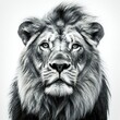 Magestic male lion portrait on a white background