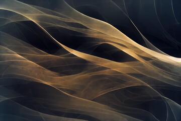 Abstract golden smoke steam, on black background., created with generative ai