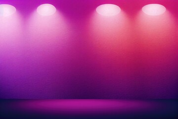 Canvas Print - The stage is illuminated from above with lilac and pink spotlights, created with generative ai