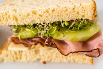 Wall Mural - Ham, Cucumber, and Sprout Sandwich