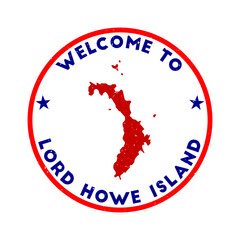 Welcome to Lord Howe Island stamp. Grunge island round stamp with texture in Midnight in Tokyo color theme. Vintage style geometric Lord Howe Island seal. Attractive vector illustration.