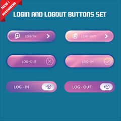 Wall Mural - login and logout buttons set