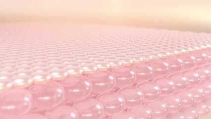 Poster - Serum into the skin layer and lift up sagging skin cells. the micro-skin structure has been deeply whitened. Close-up of a skin layer demonstrating cell healing. 3d animation