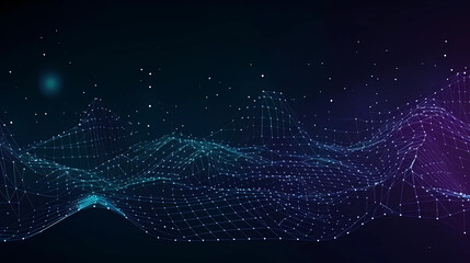Technology background with connected dots. Data science, particles, digital world, virtual reality concept. Generative AI