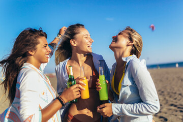 Wall Mural - Group of Friends Having a Party on the Beach