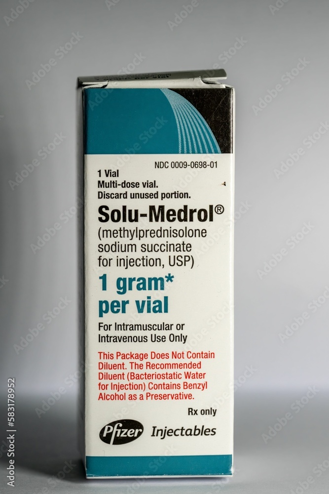 Injected Packet Packet of methylprednisolone sodium succinate for injection treating ...