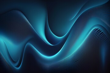 Poster - Blue abstract gradient, wave wallpaper, free space. Generative ai