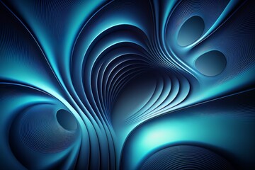Poster - Blue abstract gradient, wave wallpaper, free space. Generative ai