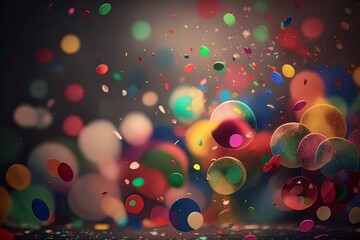 Aufkleber - Colorful confetti on dark background. Generative AI