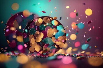 Aufkleber - Colorful confetti on dark background. Generative AI