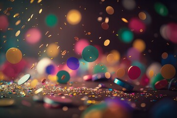 Aufkleber - Colorful confetti on dark background. Generative AI