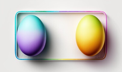 Colorful Easter Egg Double-Sided Border Over White Background - Top View with Copy Space - Generative AI