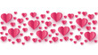 Floating hearts on white background.  Paper cut decoration. Design for Valentine’s Day. Vector illustration.