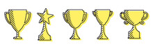 Set Of Trophies Outline
