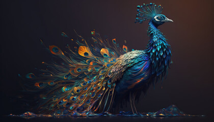 Naklejka na meble Peacock abstract wallpaper. Contrast background Peafowl in vivid colors generative ai