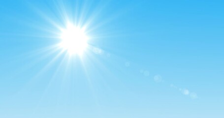 Wall Mural - Sun solstice in clear blue sky. Summer sun with atmospheric distortion. Seamless loop