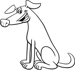 Wall Mural - funny cartoon sitting dog animal character coloring page