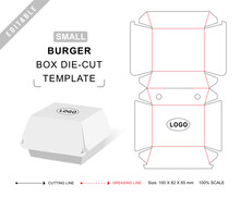 Small Burger Box Die Cut Template