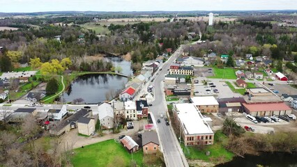 Wall Mural - Aerial of Ayr, Ontario, Canada in late spring 4K