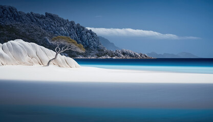 Beach of Corsica. Incredibly beautiful and romantic France. Generative AI