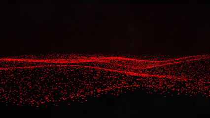 Aufkleber - Beautiful wave shaped array of glowing dots. Blurred lights vector abstract background. Abstract wave moving dots flow particles.