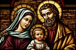 Wallpaper Illustration and background of Jesus, Mary and Joseph, holy family. Front view. Concept of religion, belief and faith . Generative AI.