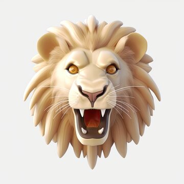 Lion Annoyed Facial Expression On Blank Background Generative AI
