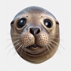 Wall Mural - Seal Animal Sad Facial Expression On Blank Background Generative AI