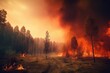 Großer Waldbrand im trockenen Sommer - Generative AI