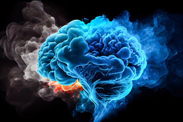 Poster - human brain in smoke. Generative AI, Generative, AI