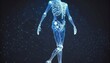 Human body neon blue lights vector. Generative AI