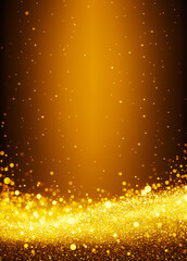 Poster - Gold glitter background with black background and some gold glitter on it. Generative AI.