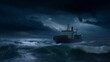 © SharpeStyles - Highly detailed scene of a ship in the ocean during a terrible storm, big waves, dark skies, ominous, photo realistic (Digital Illustration by AI)