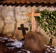 canvas print picture - Cross on a stone.